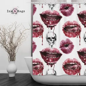 Oh la la! Lips and Skulls Shower Curtains and Optional Bath Mats