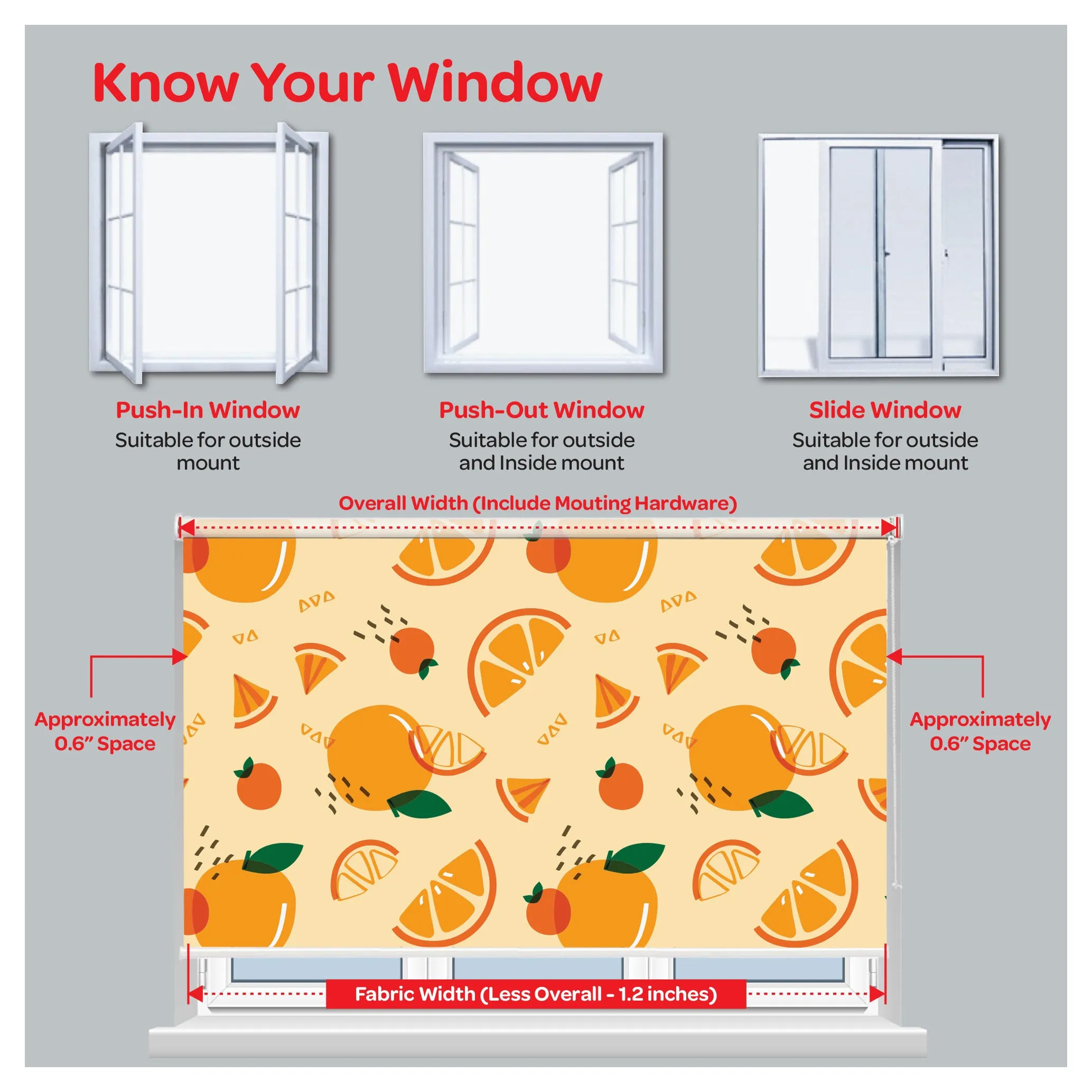 Orange Citrus Fruits Window Roller Shade