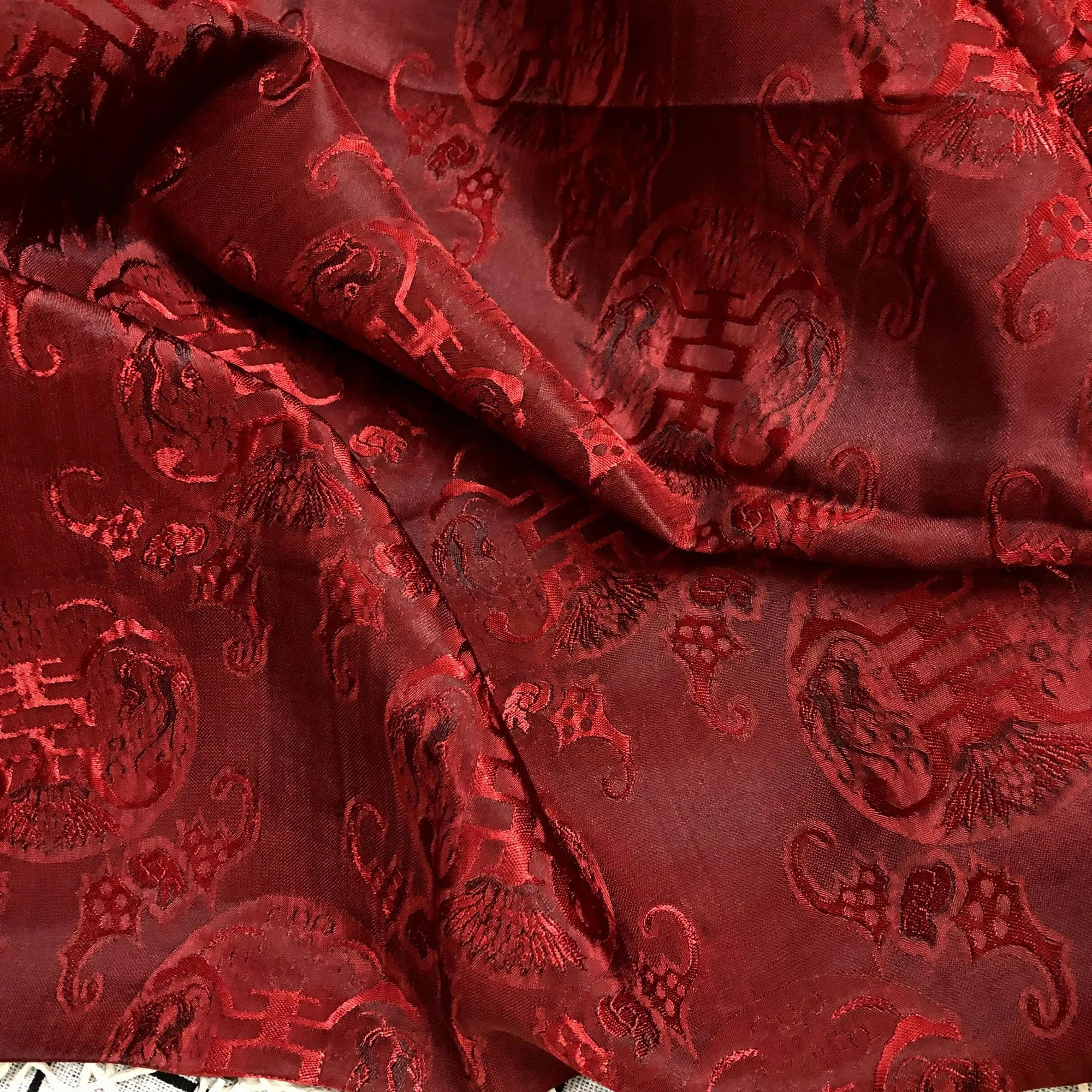 PATTERN MULBERRY SILK fabric by the yard - Red silk fabric - Handmade fabric – Dress making – Silk for sewing - Gift for her