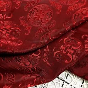 PATTERN MULBERRY SILK fabric by the yard - Red silk fabric - Handmade fabric – Dress making – Silk for sewing - Gift for her