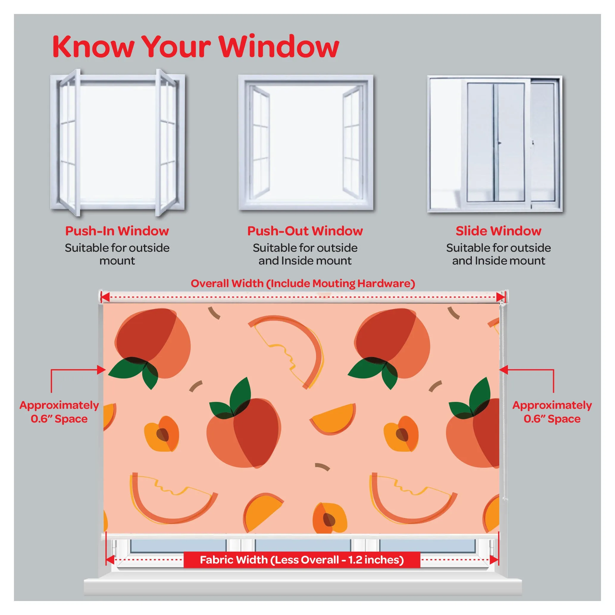 Peaches Garden Fruits Window Roller Shade