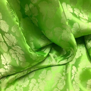 PURE MULBERRY SILK fabric by the yard - Green floral silk fabric - Handmade fabric – Dress making – Silk for sewing - Gift for women