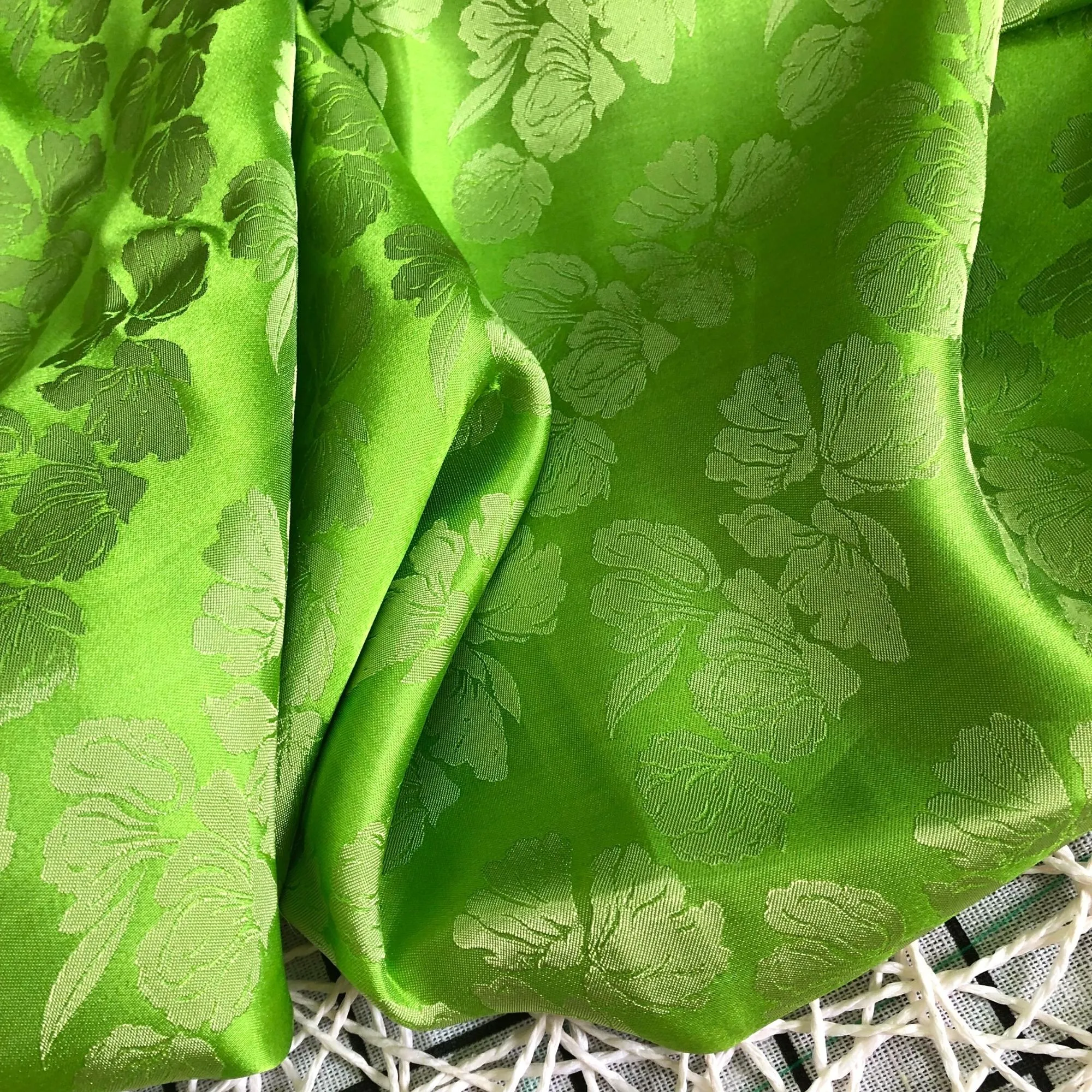 PURE MULBERRY SILK fabric by the yard - Green floral silk fabric - Handmade fabric – Dress making – Silk for sewing - Gift for women