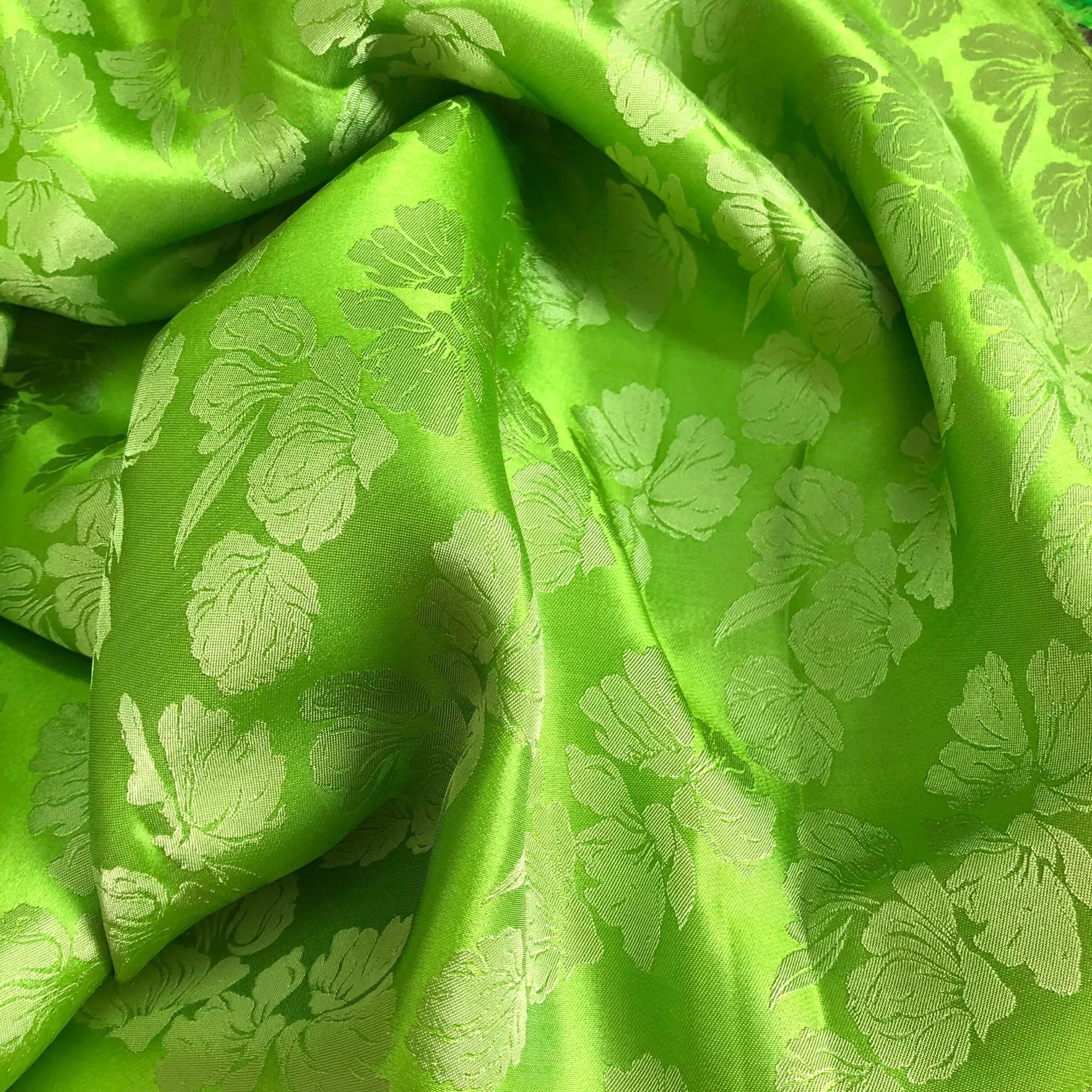 PURE MULBERRY SILK fabric by the yard - Green floral silk fabric - Handmade fabric – Dress making – Silk for sewing - Gift for women