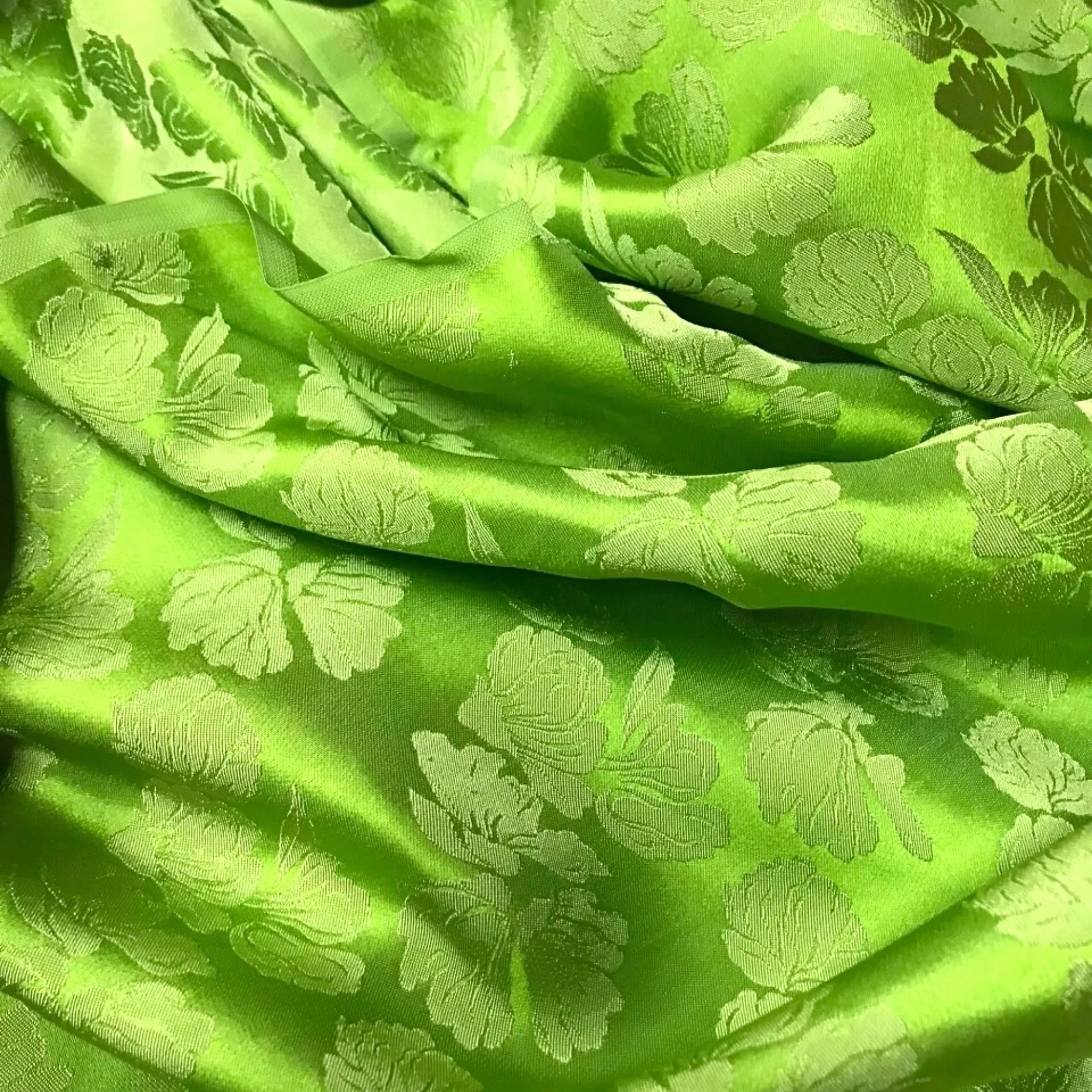 PURE MULBERRY SILK fabric by the yard - Green floral silk fabric - Handmade fabric – Dress making – Silk for sewing - Gift for women