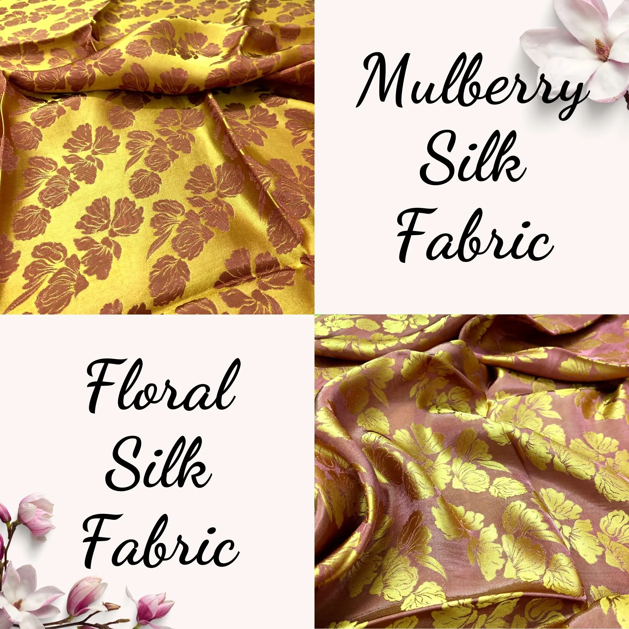 PURE MULBERRY SILK fabric by the yard - Handmade fabric – Dress making – Silk for sewing - Gift for women - Floral silk