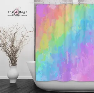 Rainbow Paint Splatter Shower Curtains and Optional Bath Mats