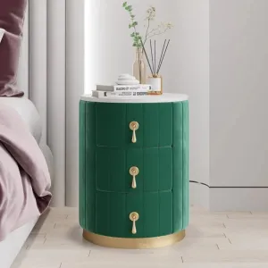 Roller Fabric Bedside Table with 3 Drawers