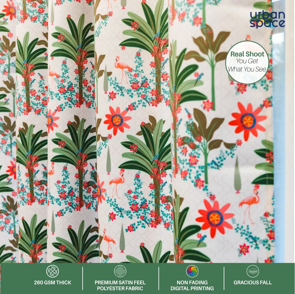 Room Darkening Digital Printed Curtains for Living Room, Bedroom and Nursery, Pack of 2 Curtains - Tropical Bliss