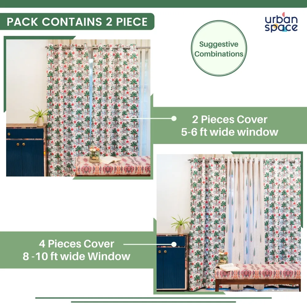 Room Darkening Digital Printed Curtains for Living Room, Bedroom and Nursery, Pack of 2 Curtains - Tropical Bliss