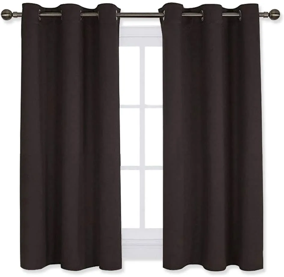 Set of 2 Blackout Window Curtains Kitchen Window Treatment Thermal Insulated Grommet Blackout Drapery Panels