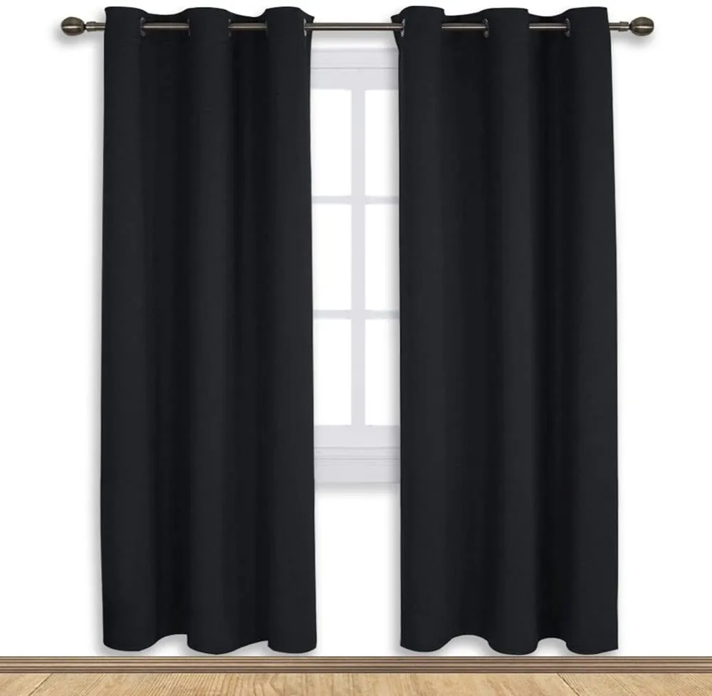 Set of 2 Blackout Window Curtains Kitchen Window Treatment Thermal Insulated Grommet Blackout Drapery Panels