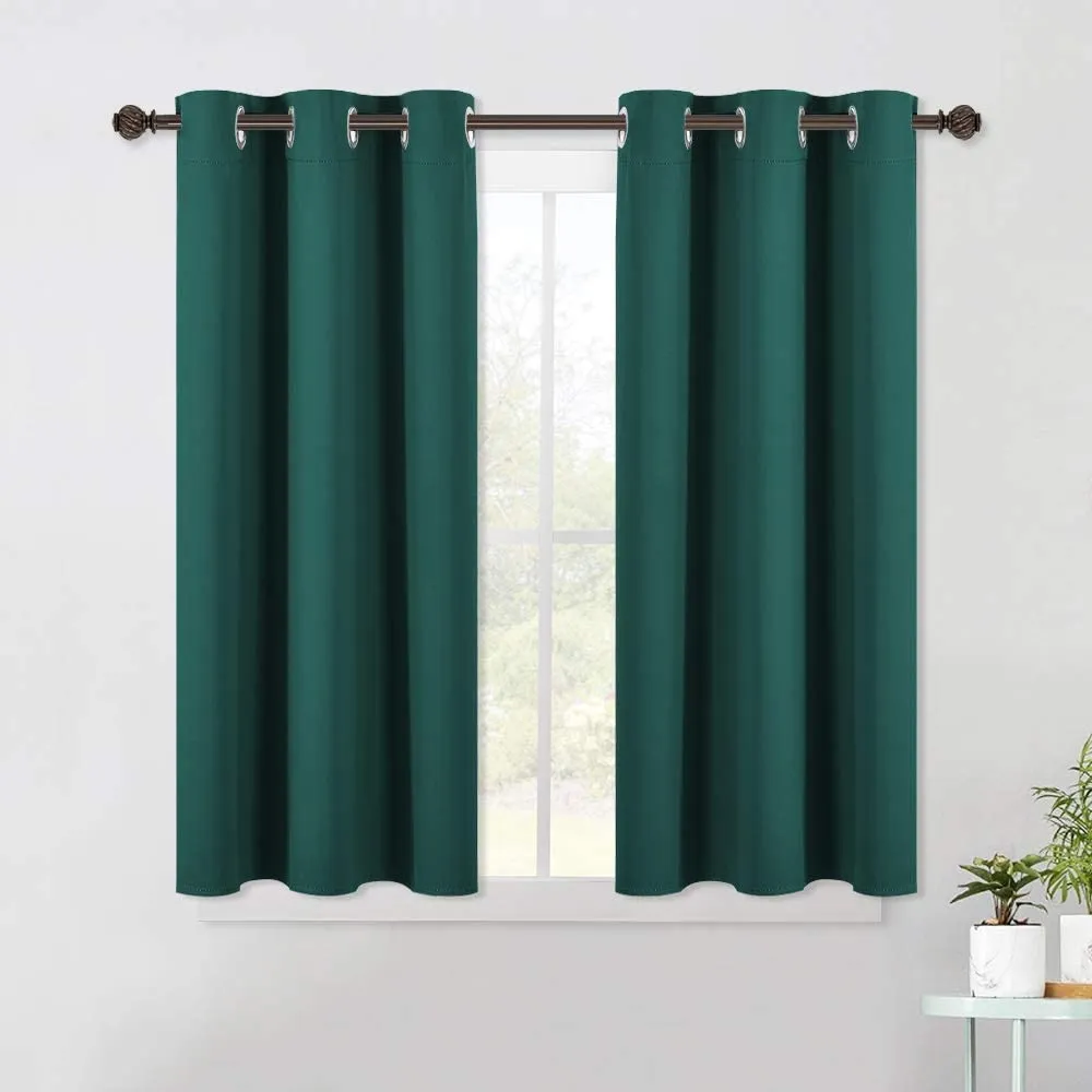 Set of 2 Blackout Window Curtains Kitchen Window Treatment Thermal Insulated Grommet Blackout Drapery Panels