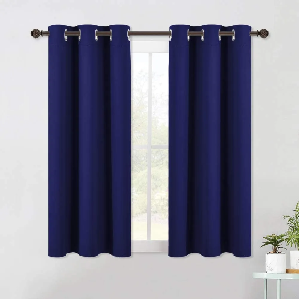 Set of 2 Blackout Window Curtains Kitchen Window Treatment Thermal Insulated Grommet Blackout Drapery Panels