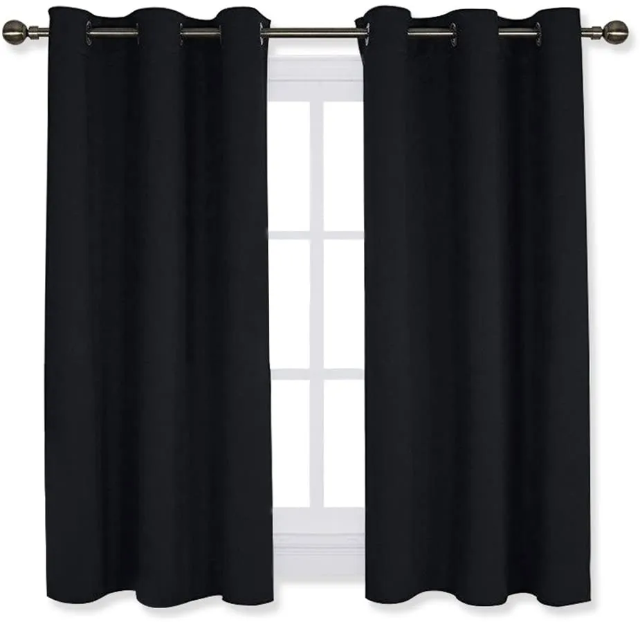 Set of 2 Blackout Window Curtains Kitchen Window Treatment Thermal Insulated Grommet Blackout Drapery Panels