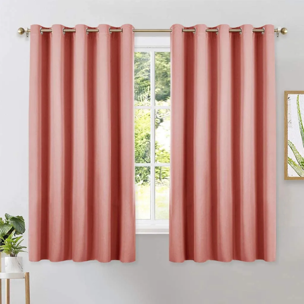 Set of 2 Blackout Window Curtains Kitchen Window Treatment Thermal Insulated Grommet Blackout Drapery Panels