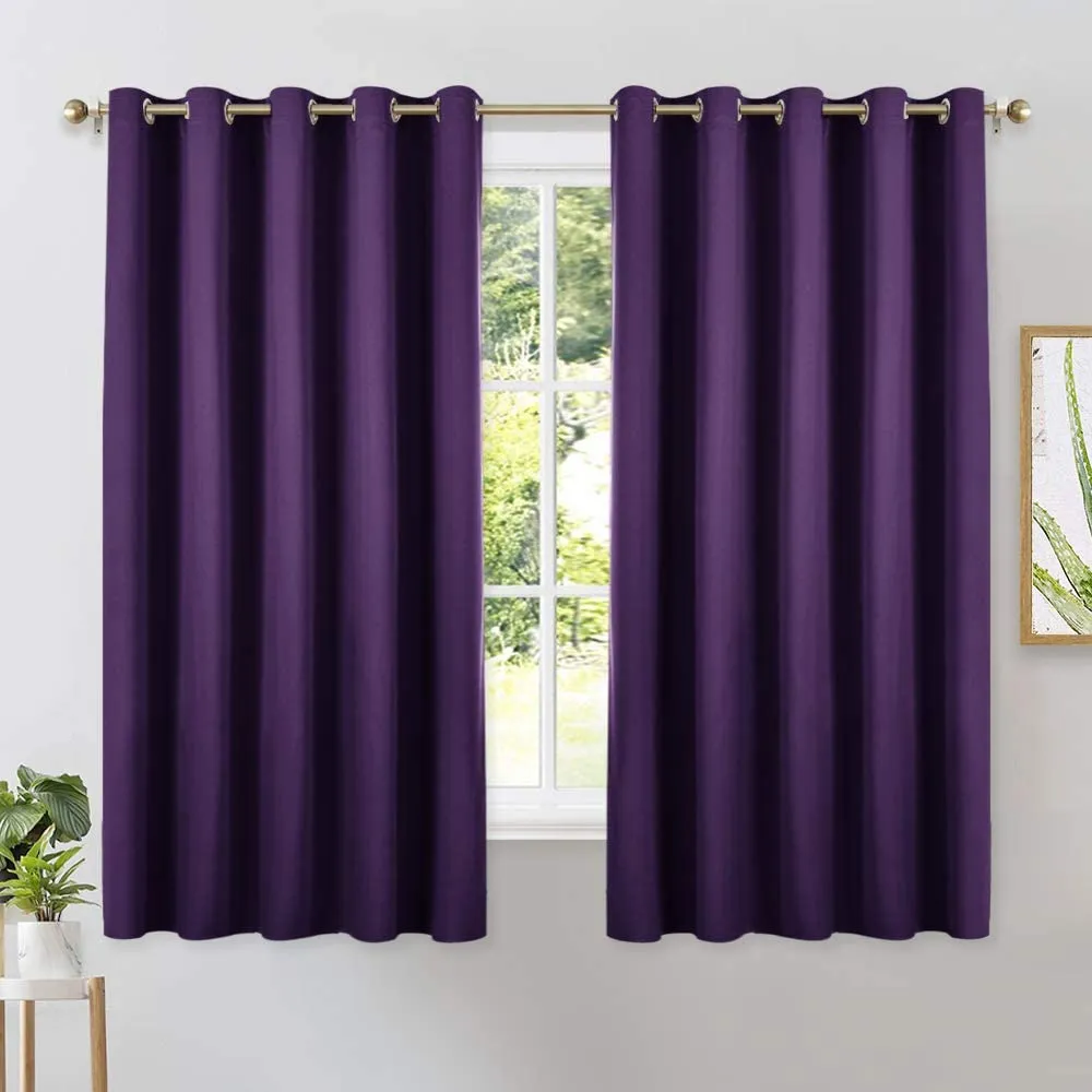 Set of 2 Blackout Window Curtains Kitchen Window Treatment Thermal Insulated Grommet Blackout Drapery Panels