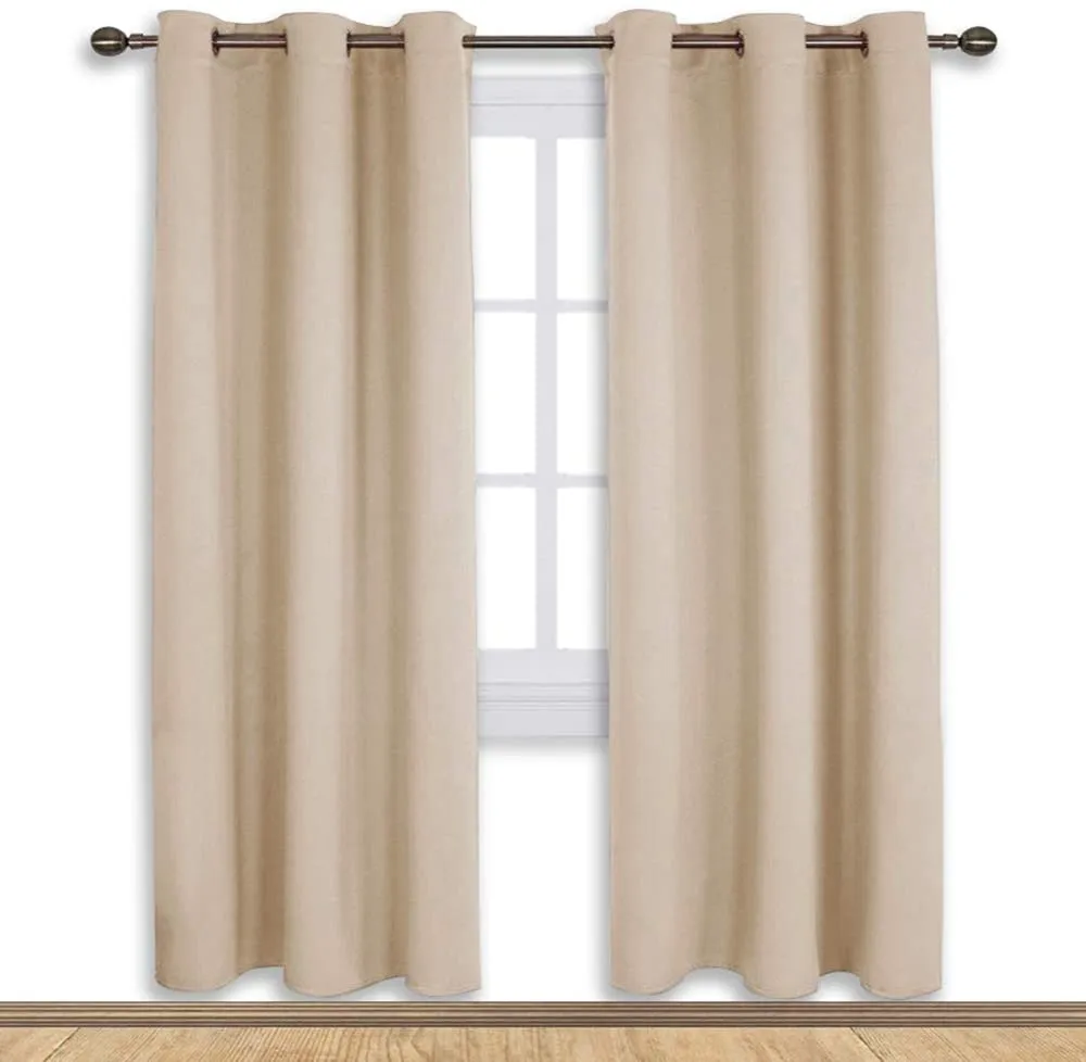 Set of 2 Blackout Window Curtains Kitchen Window Treatment Thermal Insulated Grommet Blackout Drapery Panels