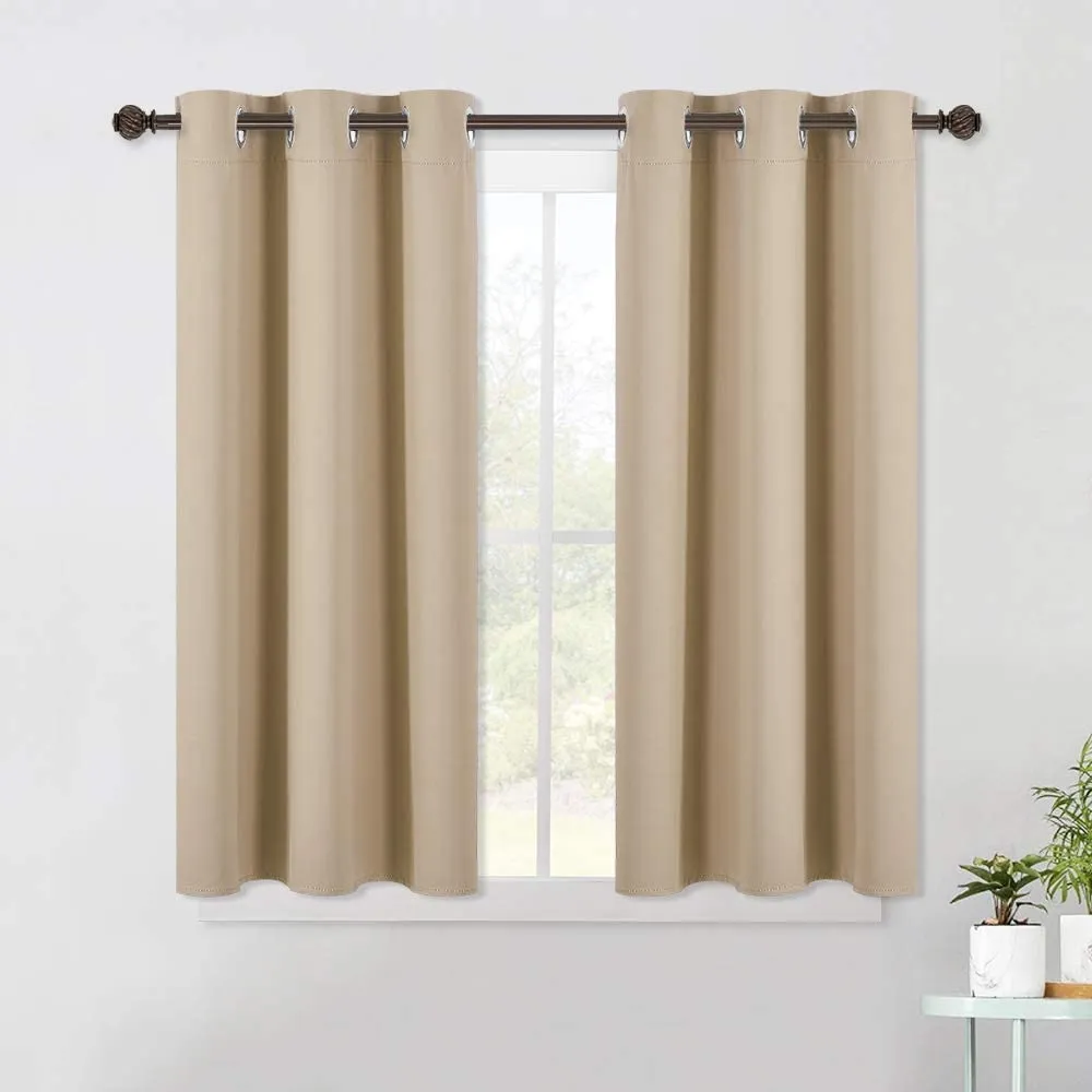 Set of 2 Blackout Window Curtains Kitchen Window Treatment Thermal Insulated Grommet Blackout Drapery Panels