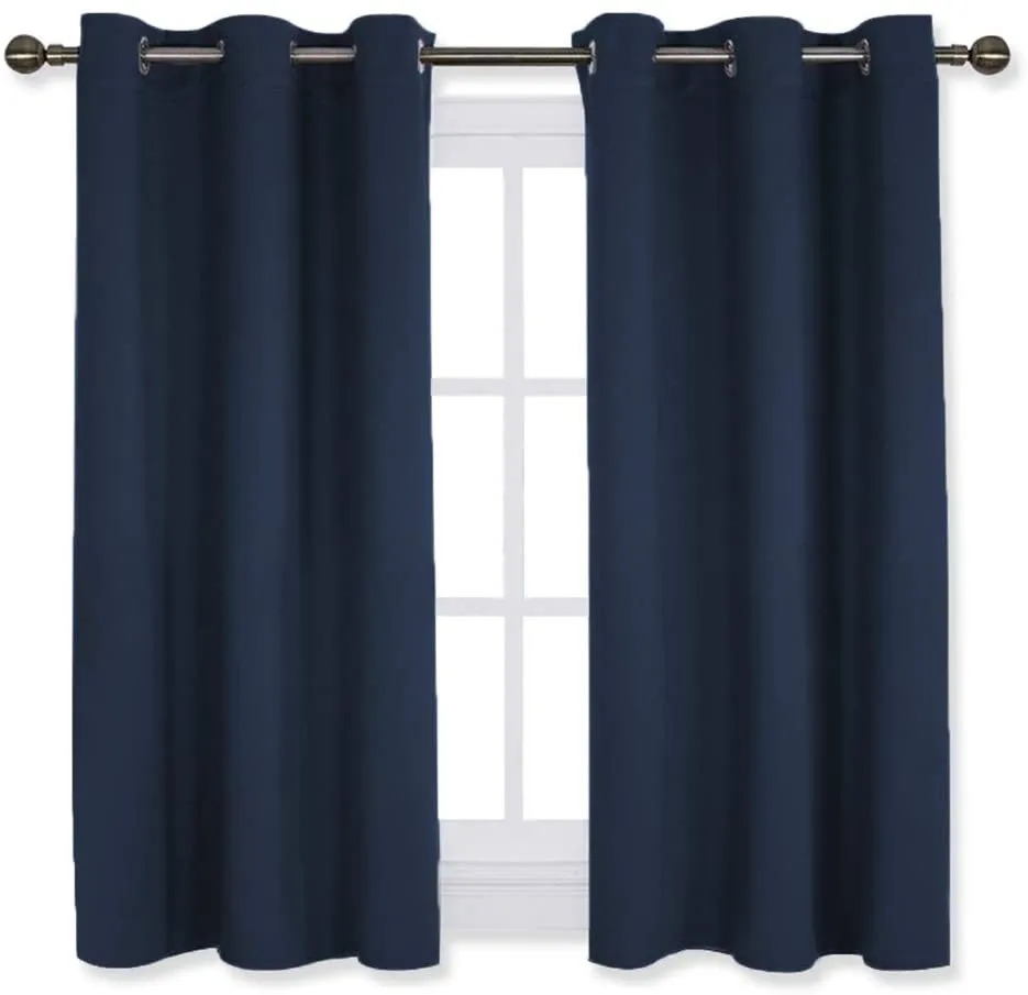 Set of 2 Blackout Window Curtains Kitchen Window Treatment Thermal Insulated Grommet Blackout Drapery Panels