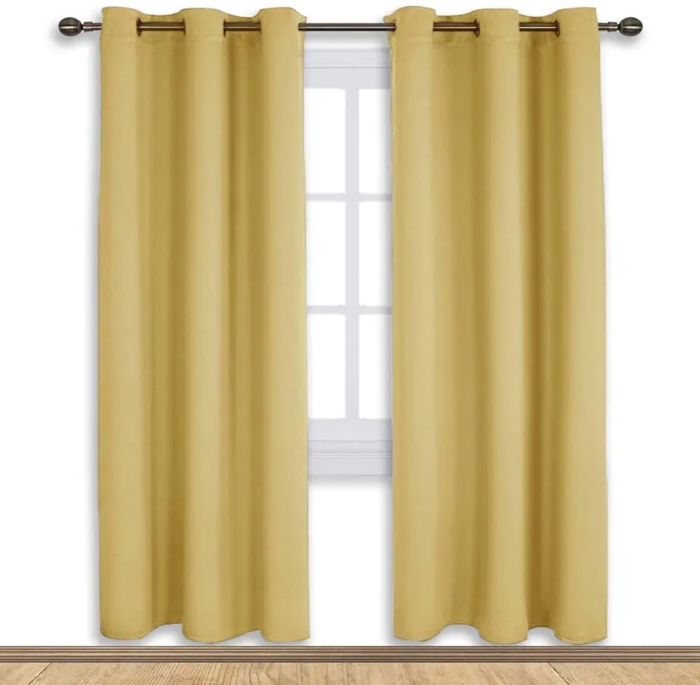 Set of 2 Blackout Window Curtains Kitchen Window Treatment Thermal Insulated Grommet Blackout Drapery Panels