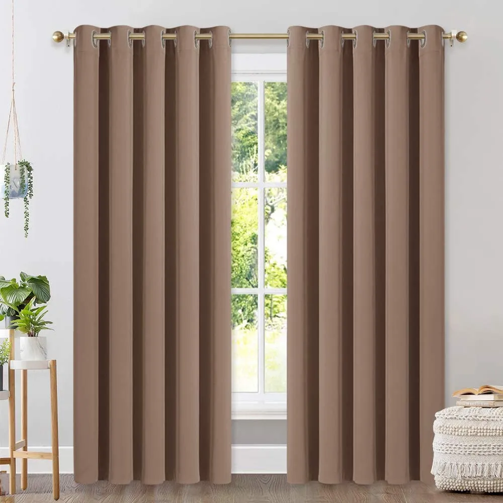 Set of 2 Blackout Window Curtains Kitchen Window Treatment Thermal Insulated Grommet Blackout Drapery Panels