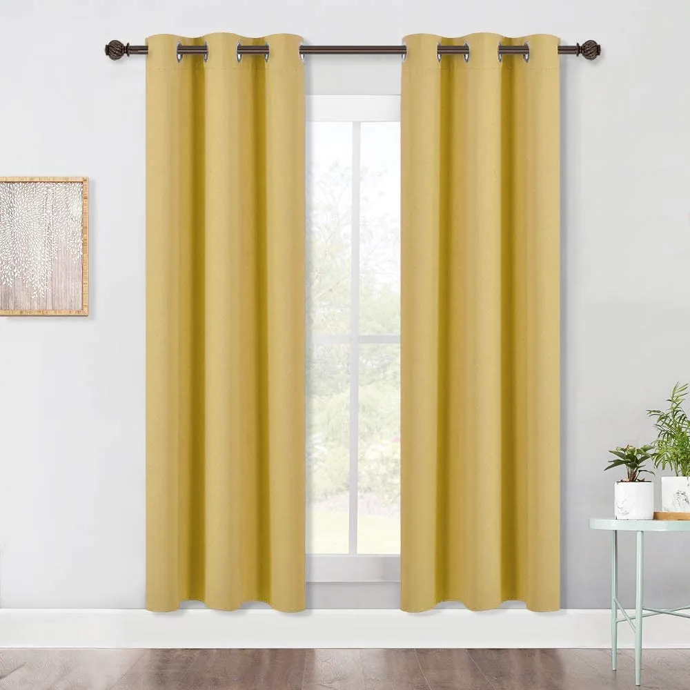 Set of 2 Blackout Window Curtains Kitchen Window Treatment Thermal Insulated Grommet Blackout Drapery Panels