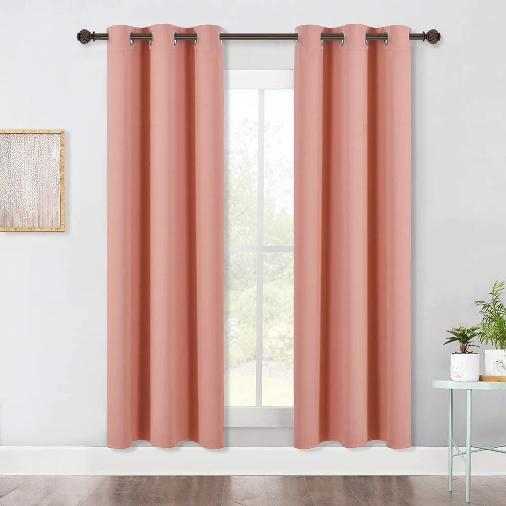 Set of 2 Blackout Window Curtains Kitchen Window Treatment Thermal Insulated Grommet Blackout Drapery Panels