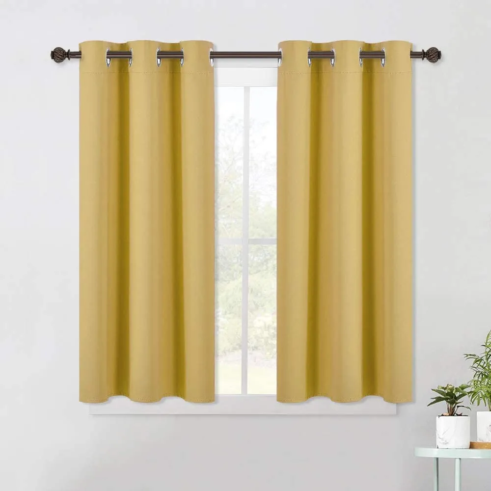 Set of 2 Blackout Window Curtains Kitchen Window Treatment Thermal Insulated Grommet Blackout Drapery Panels