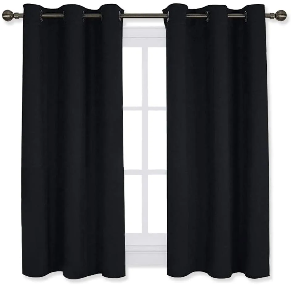 Set of 2 Blackout Window Curtains Kitchen Window Treatment Thermal Insulated Grommet Blackout Drapery Panels