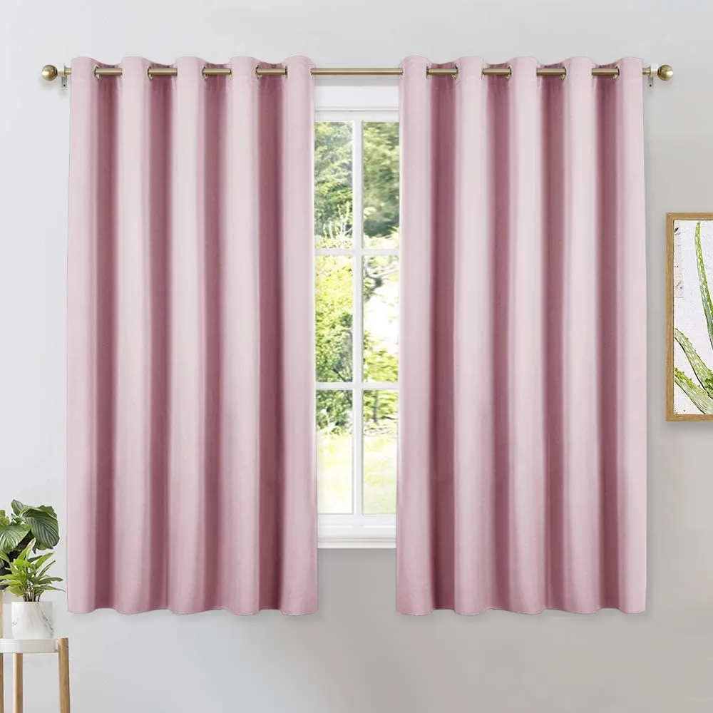 Set of 2 Blackout Window Curtains Kitchen Window Treatment Thermal Insulated Grommet Blackout Drapery Panels