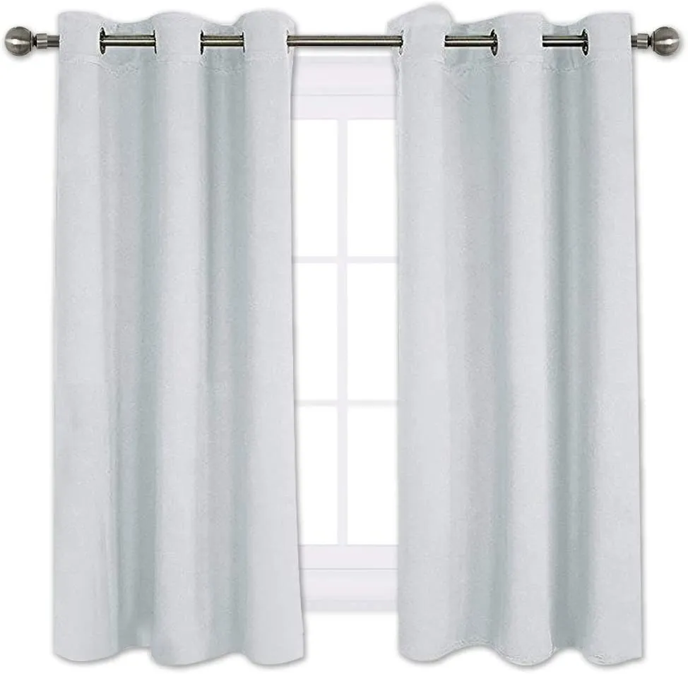 Set of 2 Blackout Window Curtains Kitchen Window Treatment Thermal Insulated Grommet Blackout Drapery Panels