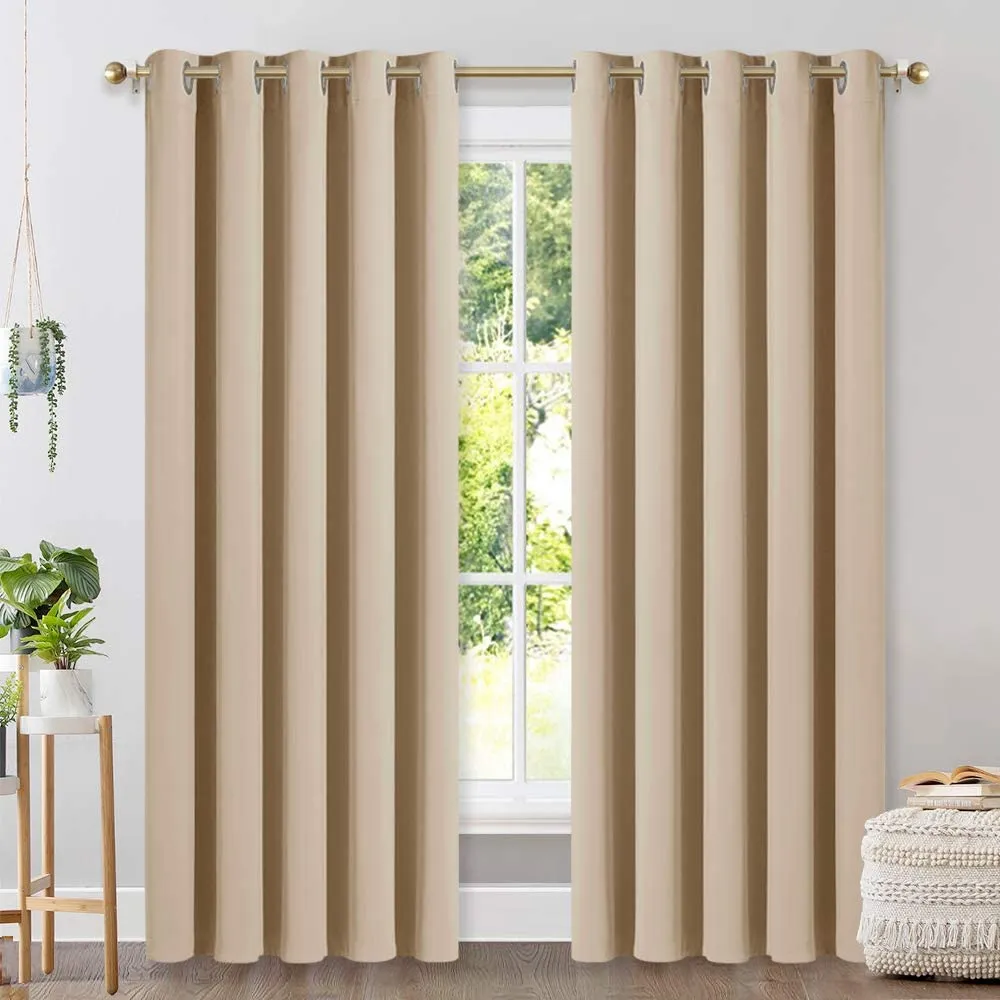 Set of 2 Blackout Window Curtains Kitchen Window Treatment Thermal Insulated Grommet Blackout Drapery Panels