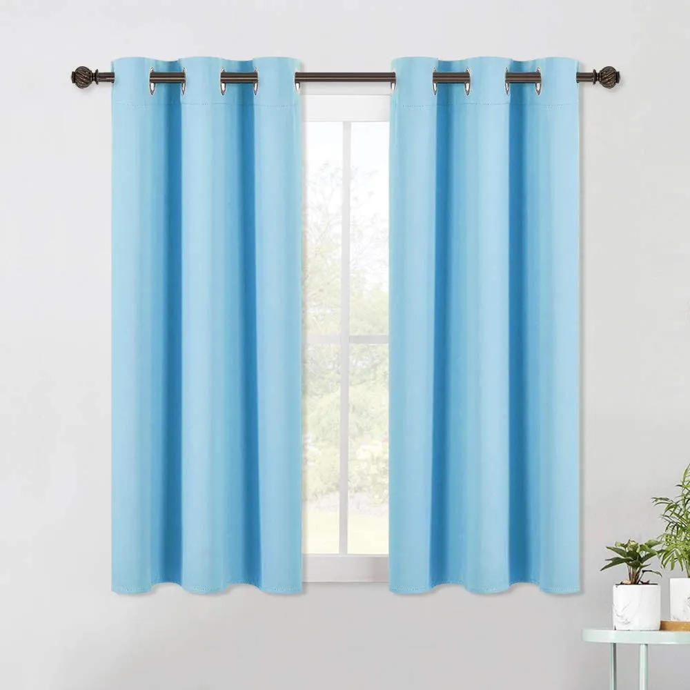 Set of 2 Blackout Window Curtains Kitchen Window Treatment Thermal Insulated Grommet Blackout Drapery Panels