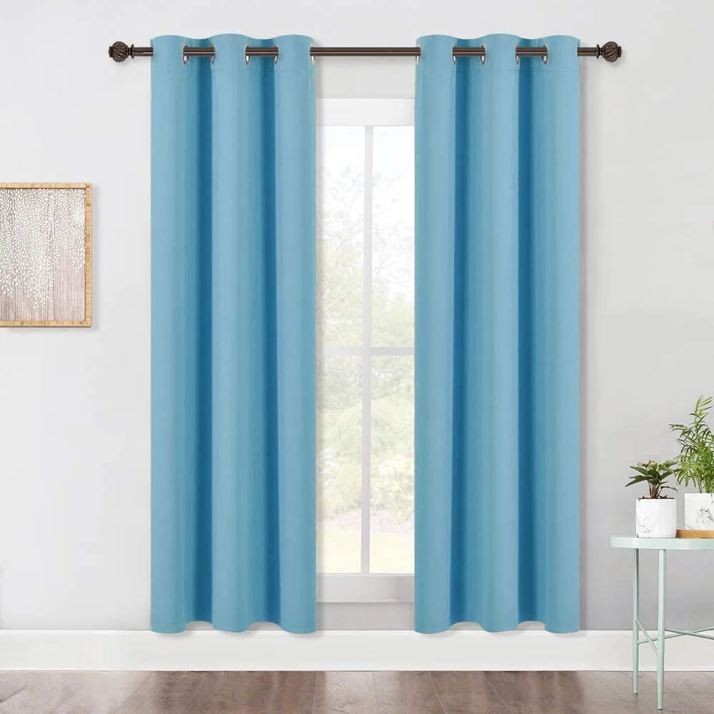 Set of 2 Blackout Window Curtains Kitchen Window Treatment Thermal Insulated Grommet Blackout Drapery Panels