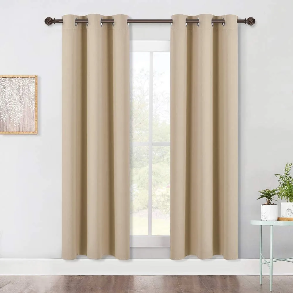 Set of 2 Blackout Window Curtains Kitchen Window Treatment Thermal Insulated Grommet Blackout Drapery Panels