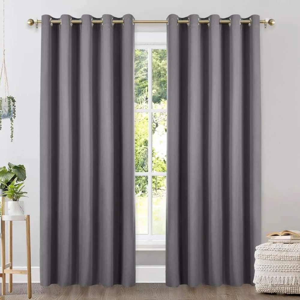 Set of 2 Blackout Window Curtains Kitchen Window Treatment Thermal Insulated Grommet Blackout Drapery Panels