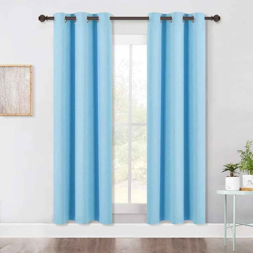 Set of 2 Blackout Window Curtains Kitchen Window Treatment Thermal Insulated Grommet Blackout Drapery Panels