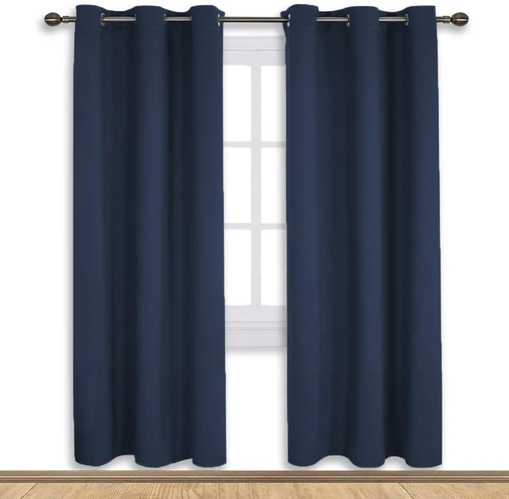 Set of 2 Blackout Window Curtains Kitchen Window Treatment Thermal Insulated Grommet Blackout Drapery Panels