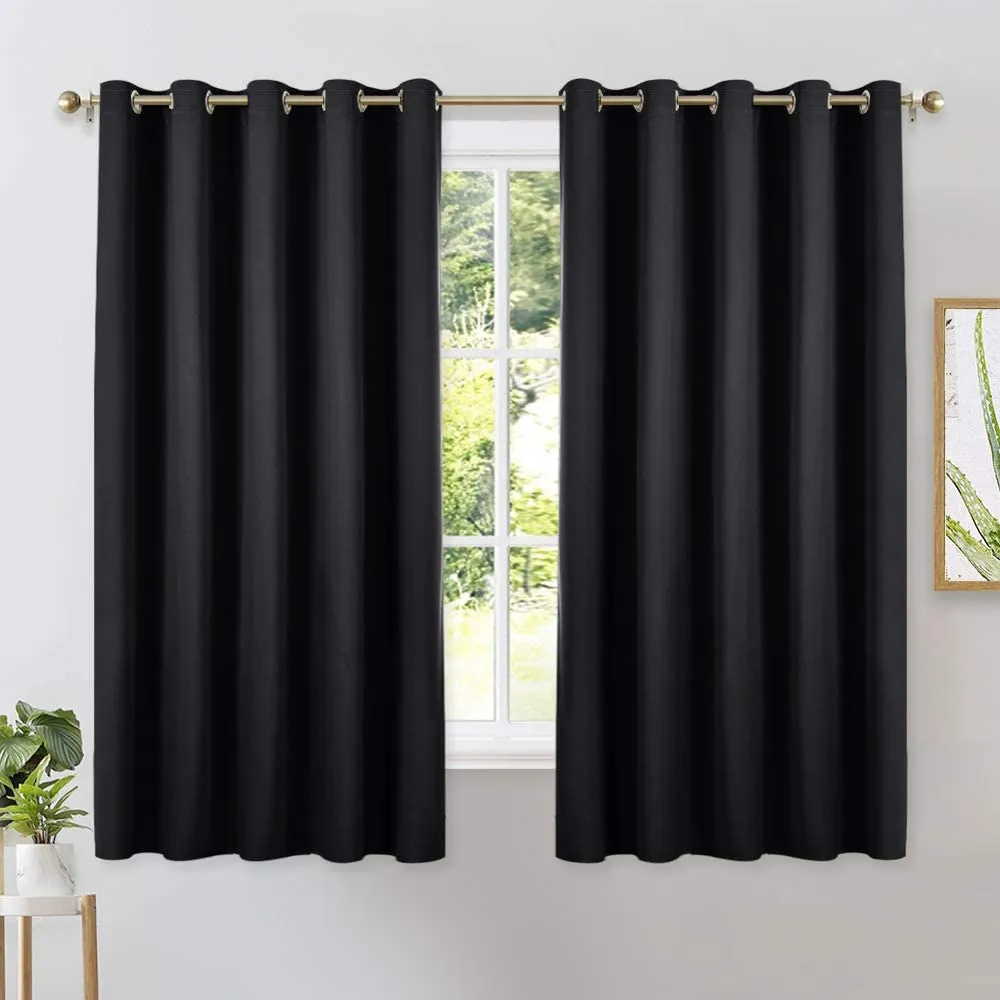 Set of 2 Blackout Window Curtains Kitchen Window Treatment Thermal Insulated Grommet Blackout Drapery Panels