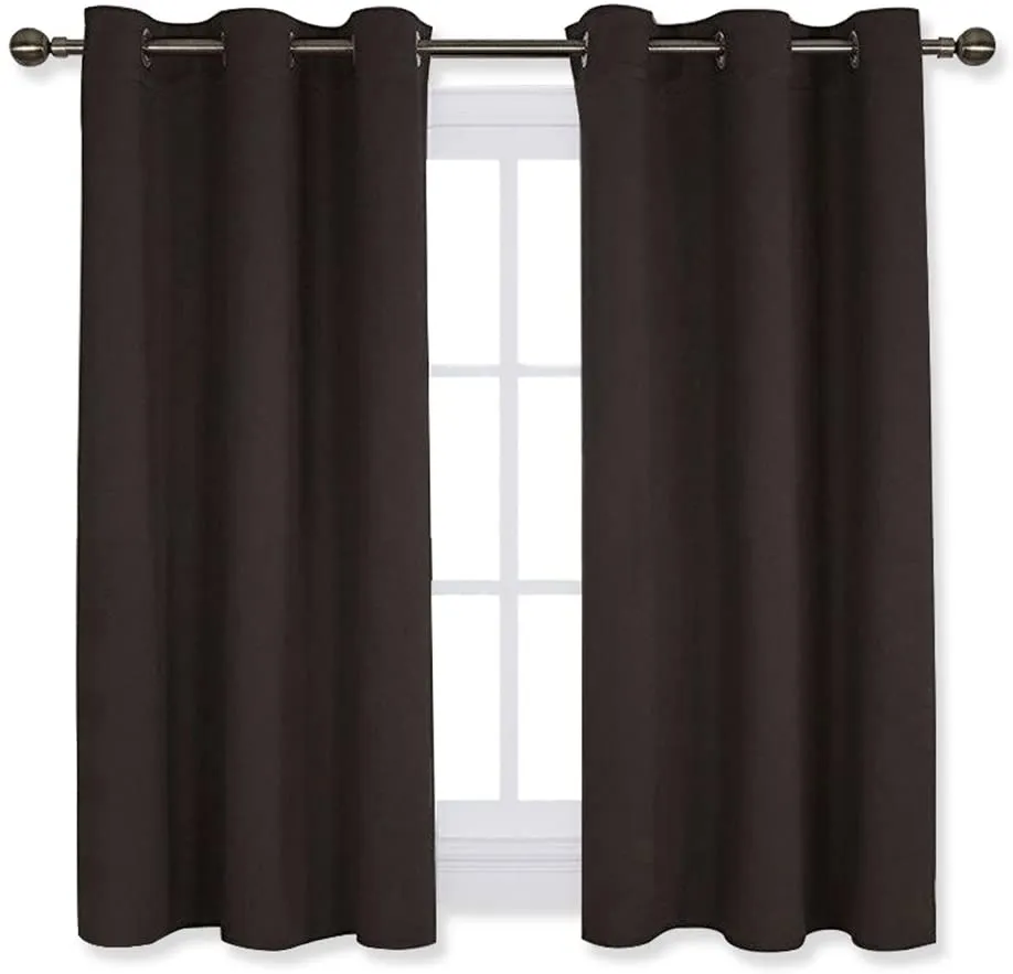 Set of 2 Blackout Window Curtains Kitchen Window Treatment Thermal Insulated Grommet Blackout Drapery Panels