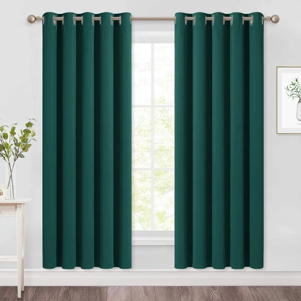 Set of 2 Blackout Window Curtains Kitchen Window Treatment Thermal Insulated Grommet Blackout Drapery Panels