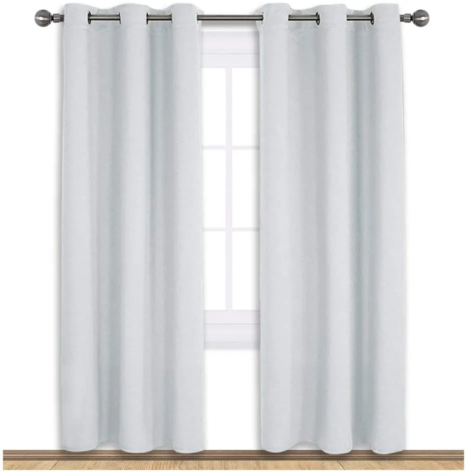 Set of 2 Blackout Window Curtains Kitchen Window Treatment Thermal Insulated Grommet Blackout Drapery Panels