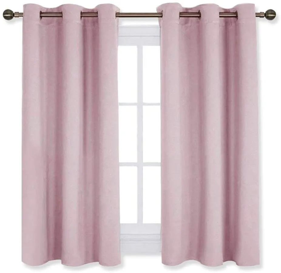 Set of 2 Blackout Window Curtains Kitchen Window Treatment Thermal Insulated Grommet Blackout Drapery Panels