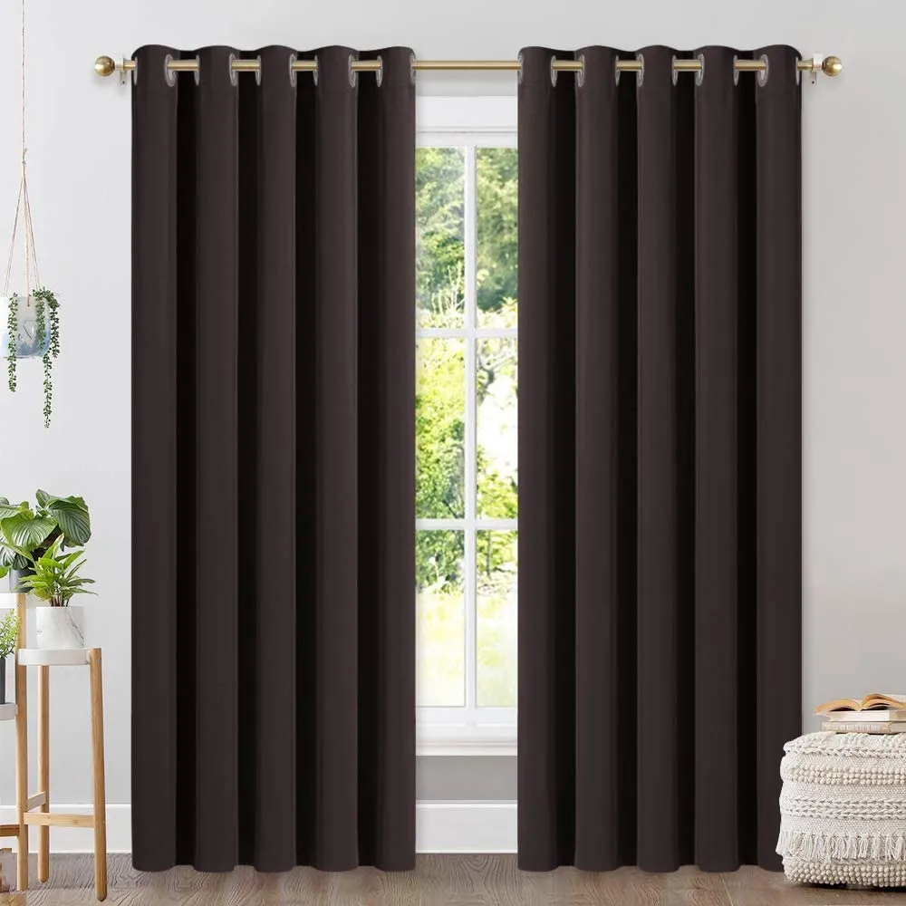 Set of 2 Blackout Window Curtains Kitchen Window Treatment Thermal Insulated Grommet Blackout Drapery Panels