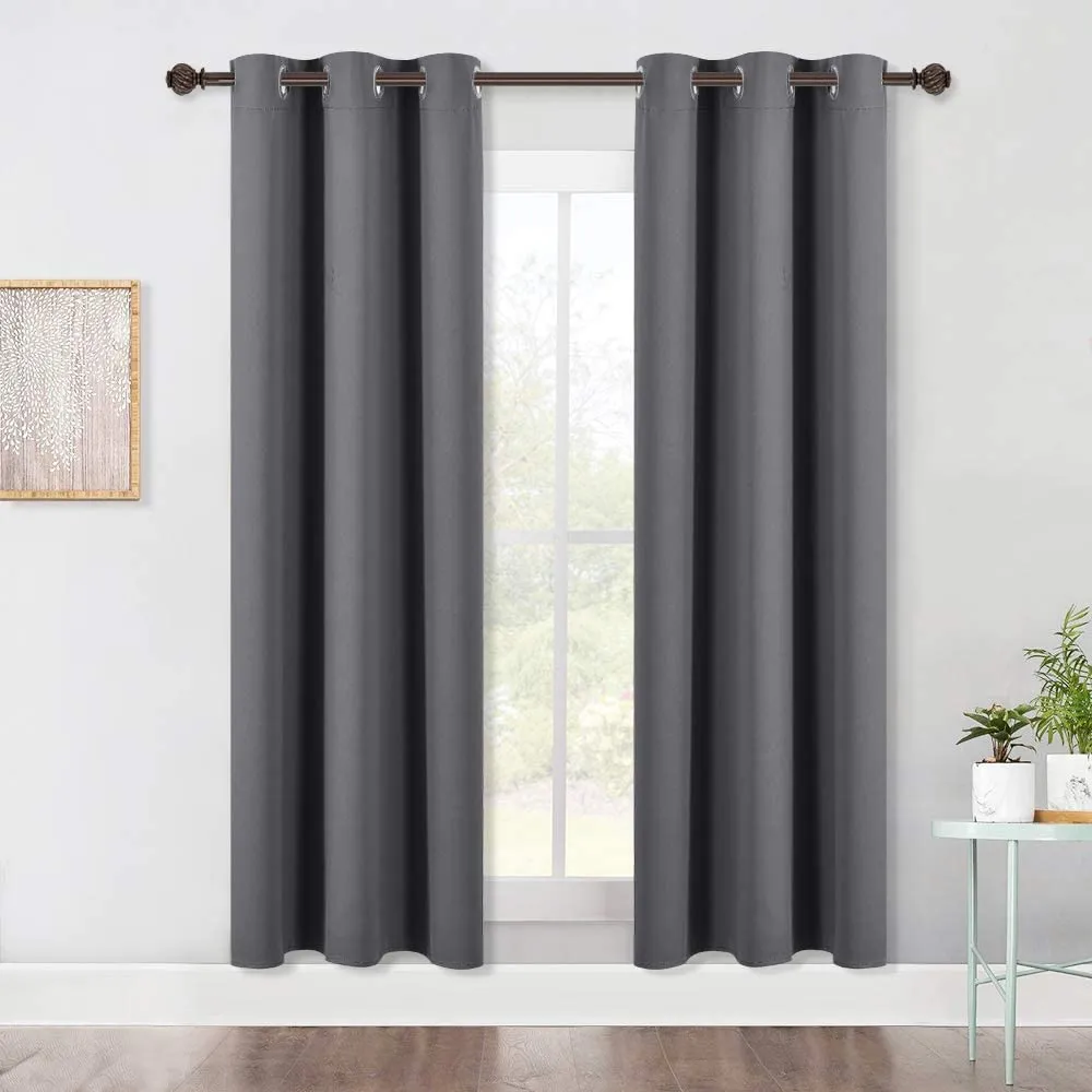 Set of 2 Blackout Window Curtains Kitchen Window Treatment Thermal Insulated Grommet Blackout Drapery Panels