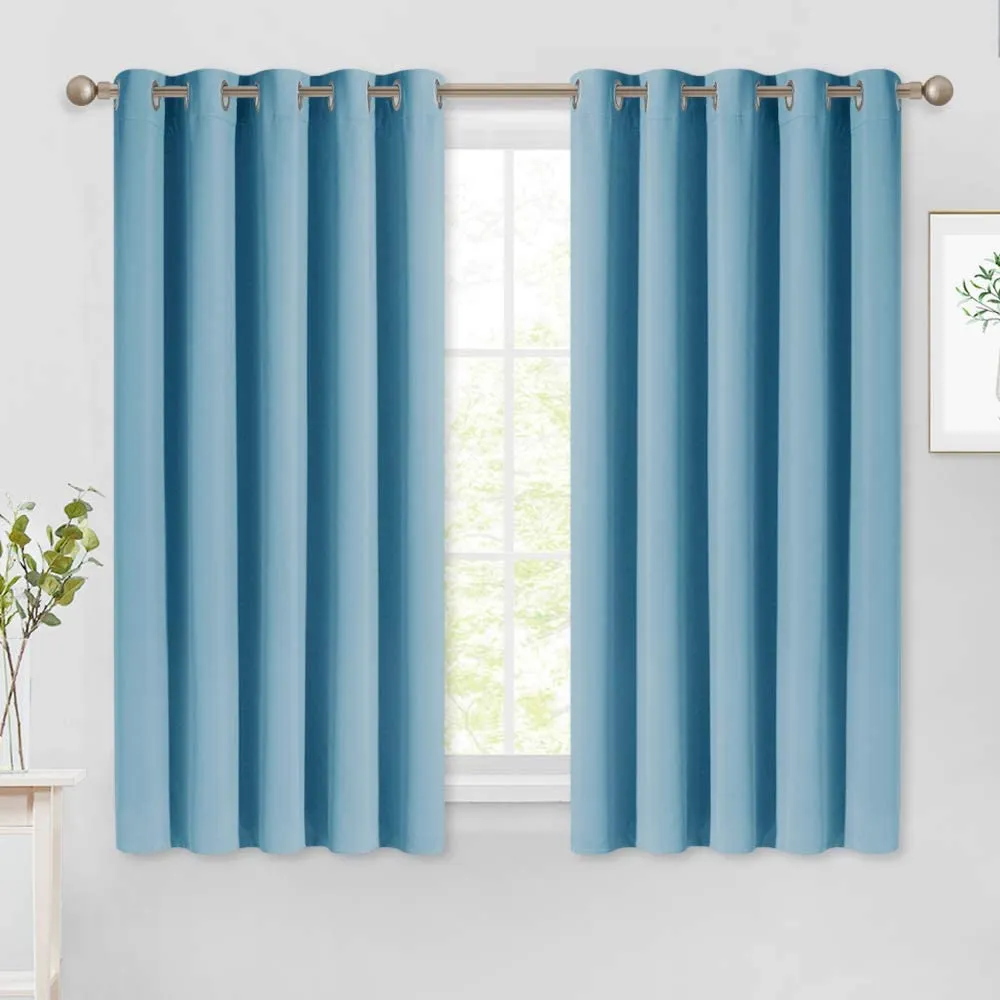 Set of 2 Blackout Window Curtains Kitchen Window Treatment Thermal Insulated Grommet Blackout Drapery Panels