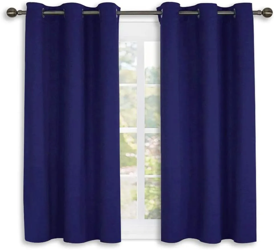 Set of 2 Blackout Window Curtains Kitchen Window Treatment Thermal Insulated Grommet Blackout Drapery Panels