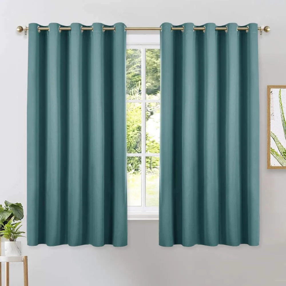 Set of 2 Blackout Window Curtains Kitchen Window Treatment Thermal Insulated Grommet Blackout Drapery Panels