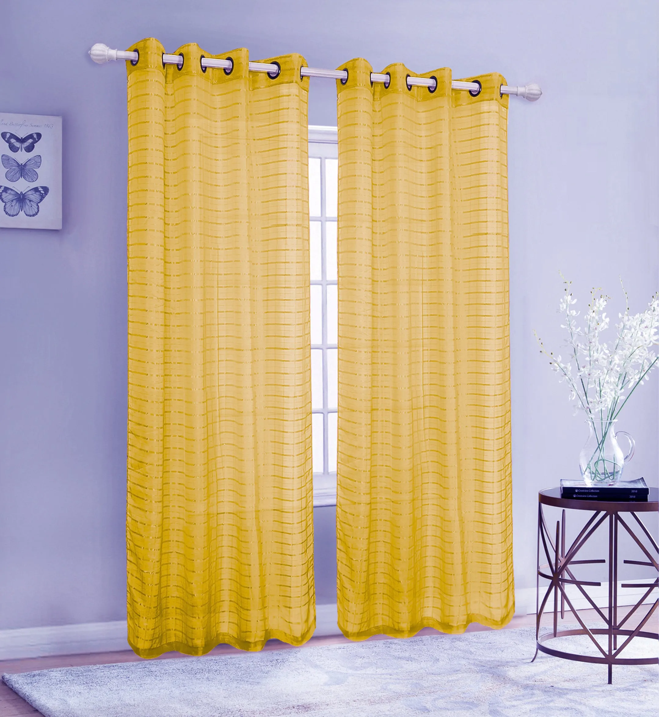 Sheer Voile Grommet Top Window Curtain Panel, 81007